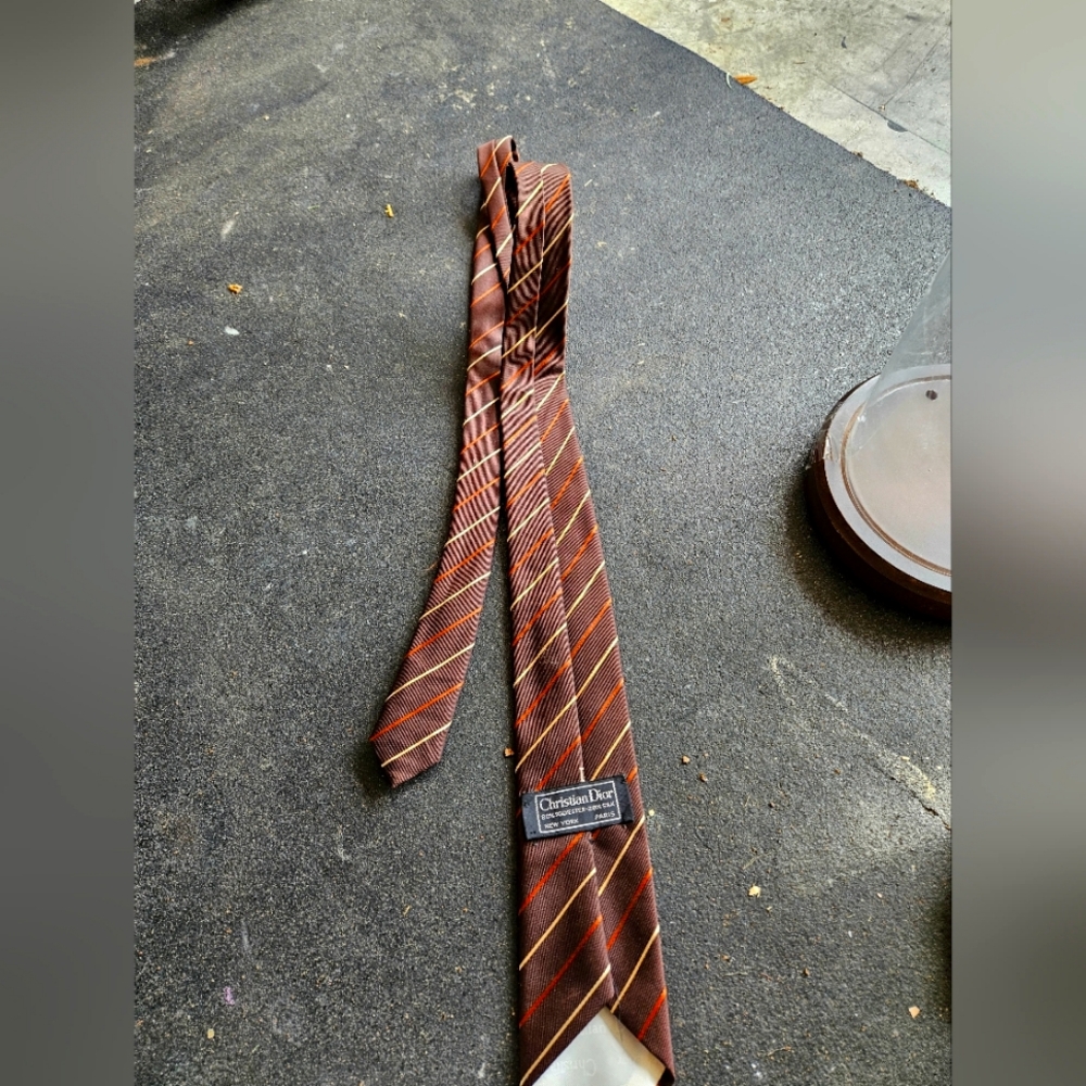 Vintage Dior Brown Striped Men's Tie
